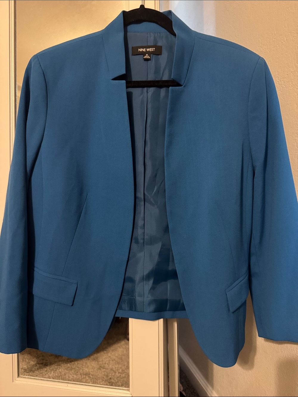 Nine West Teal Open-Front Collarless Blazer